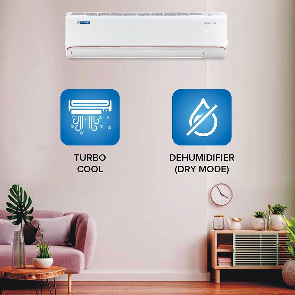 Blue Star Convertible 4-in-1 Cooling 1.5 Ton 5 Star Split Inverter Multi Sensors, Stabalizer Free Operation, Self Diagnosis, Dust Filter AC  - White - IA518FLU, Copper Condenser