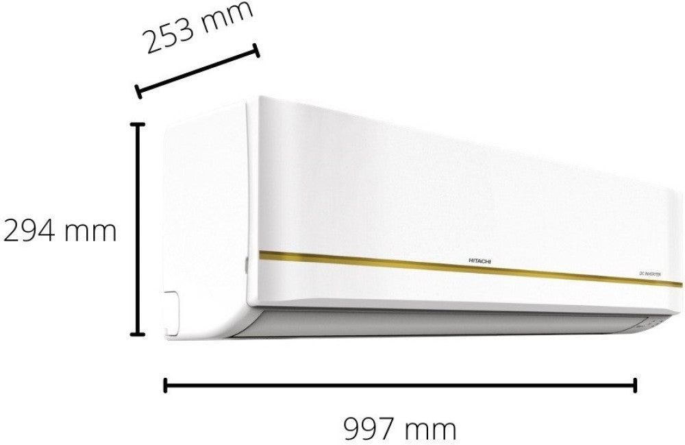 Hitachi 1.5 Ton 5 Star Split Inverter AC  - Gold, White - RSRG518HEEA/ESRG518HEEA/CSRG518HEEA, Copper Condenser