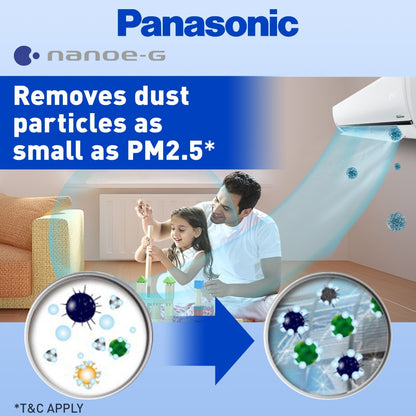 Panasonic 1 Ton 5 Star Split Inverter AC with Wi-fi Connect  - White - CS/CU-HU12YKYF, Copper Condenser