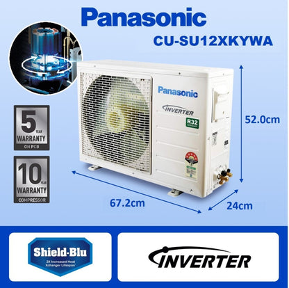 Panasonic 1 टन 3 स्टार स्प्लिट इन्वर्टर एसी वाई-फाई कनेक्ट के साथ - सफेद - CS/CU-SU12XKYWA, कॉपर कंडेंसर