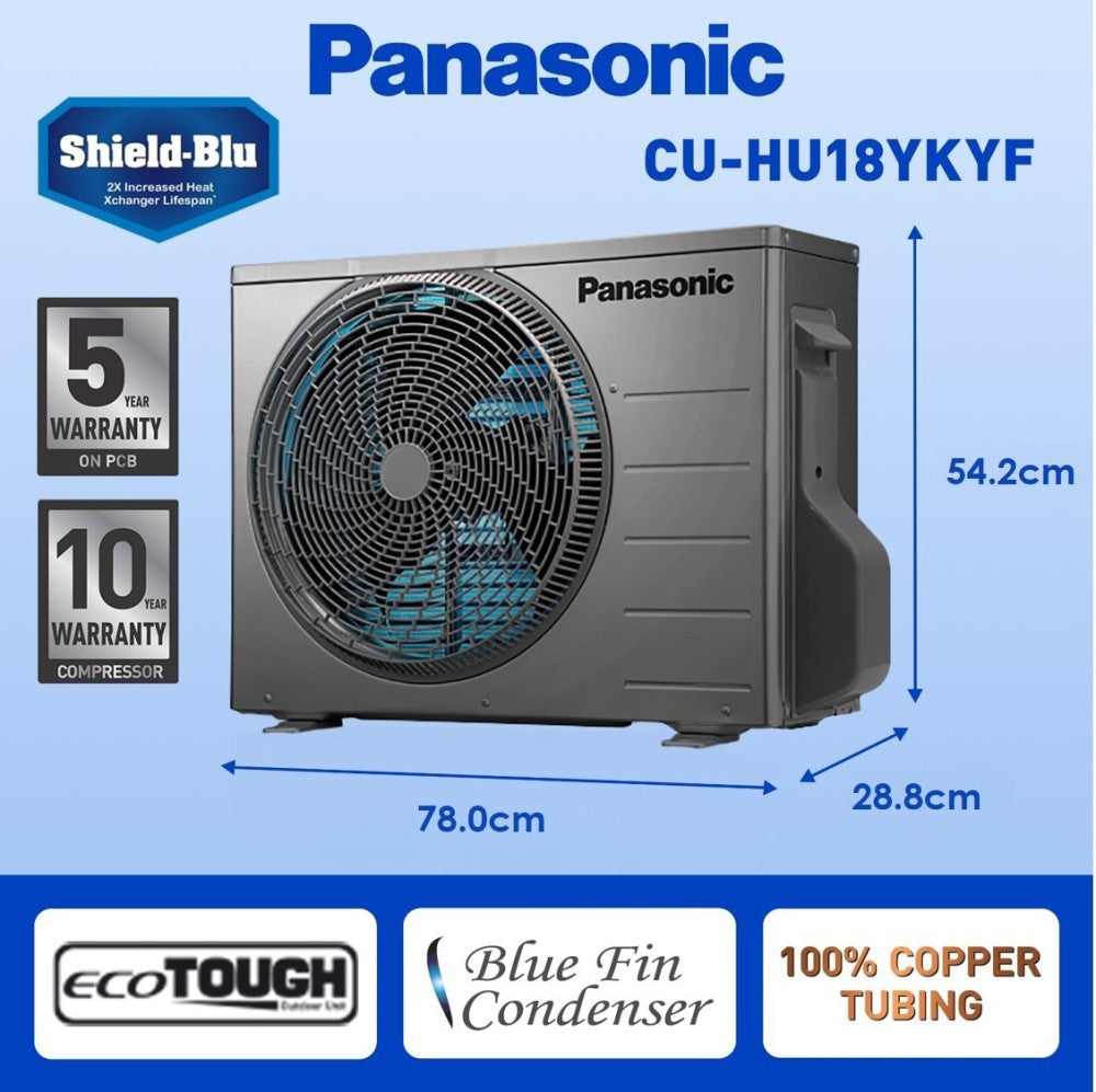 Panasonic 1.5 Ton 4 Star Split Inverter AC with Wi-fi Connect  - White - CS/CU-HU18YKYF, Copper Condenser