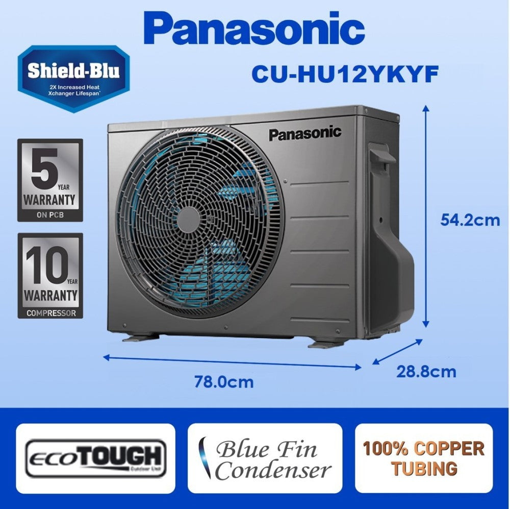 Panasonic 1 Ton 5 Star Split Inverter AC with Wi-fi Connect  - White - CS/CU-HU12YKYF, Copper Condenser