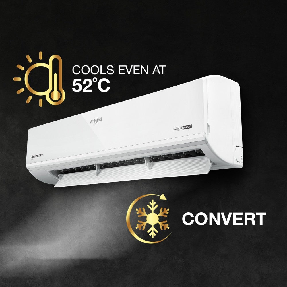 Whirlpool 4 in 1 Convertible Cooling 1 Ton 3 Star Split Inverter AC  - White - 1.0T magicool convert pro 3s INV-I/O, Copper Condenser