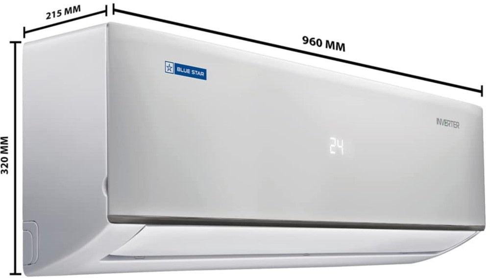 Blue Star 1.5 Ton 3 Star Split Inverter AC  - White - IA318DNU, Copper Condenser