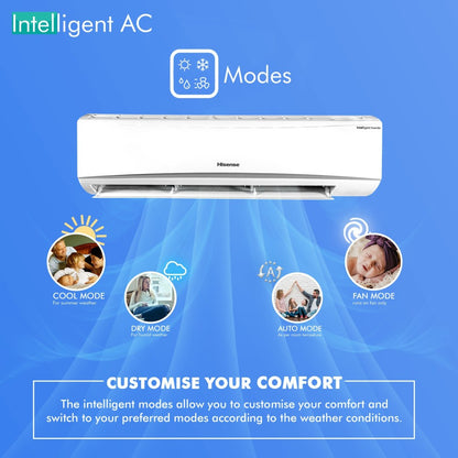 Hisense 4-in-1 Convertible Cooling 2 Ton 3 Star Split Inverter PM 2.5 Filter AC  - White - AS-22TC3RAM0/ASI22TC3RAM0/ASO22TC3RAM0, Copper Condenser