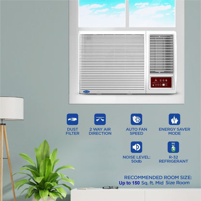 CARRIER 1.5 Ton 4 Star Window AC  - White - 18 K Estra Cx (4 Star) WRAC AC R32 / CAW18SC4R31F1, Copper Condenser