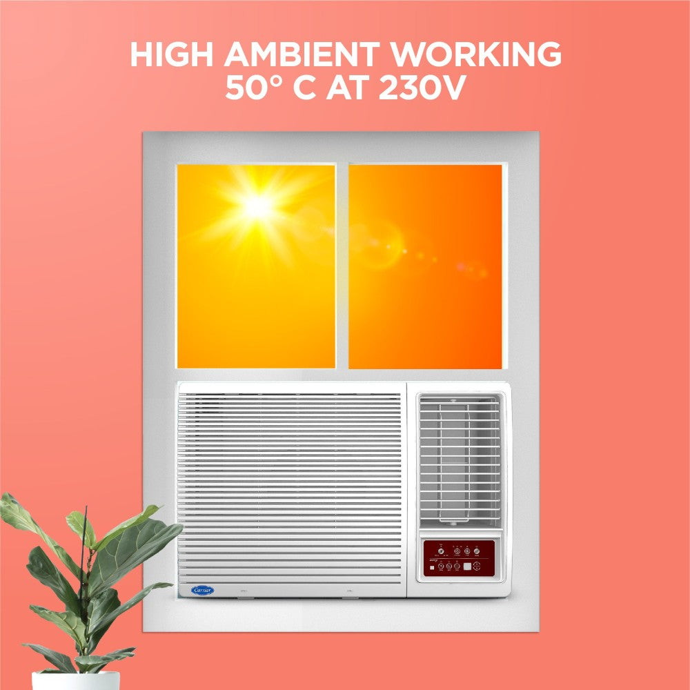 CARRIER 1.5 Ton 5 Star Window AC  - White - 18 K Estra Cx (5 Star) WRAC AC R32 / CAW18SC5R31F1, Copper Condenser