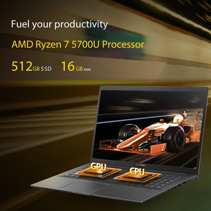 ASUS VivoBook K15 OLED Ryzen 7 ऑक्टा कोर AMD R7-5700U - (16 GB/512 GB SSD/Windows 11 Home) KM513UA-L712WS पतला और हल्का लैपटॉप - 15.6 इंच, इंडी ब्लैक, 1.80 किलोग्राम, MS ऑफिस के साथ