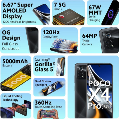 POCO X4 Pro 5G (लेजर ब्लैक, 64 जीबी) - 6 जीबी रैम