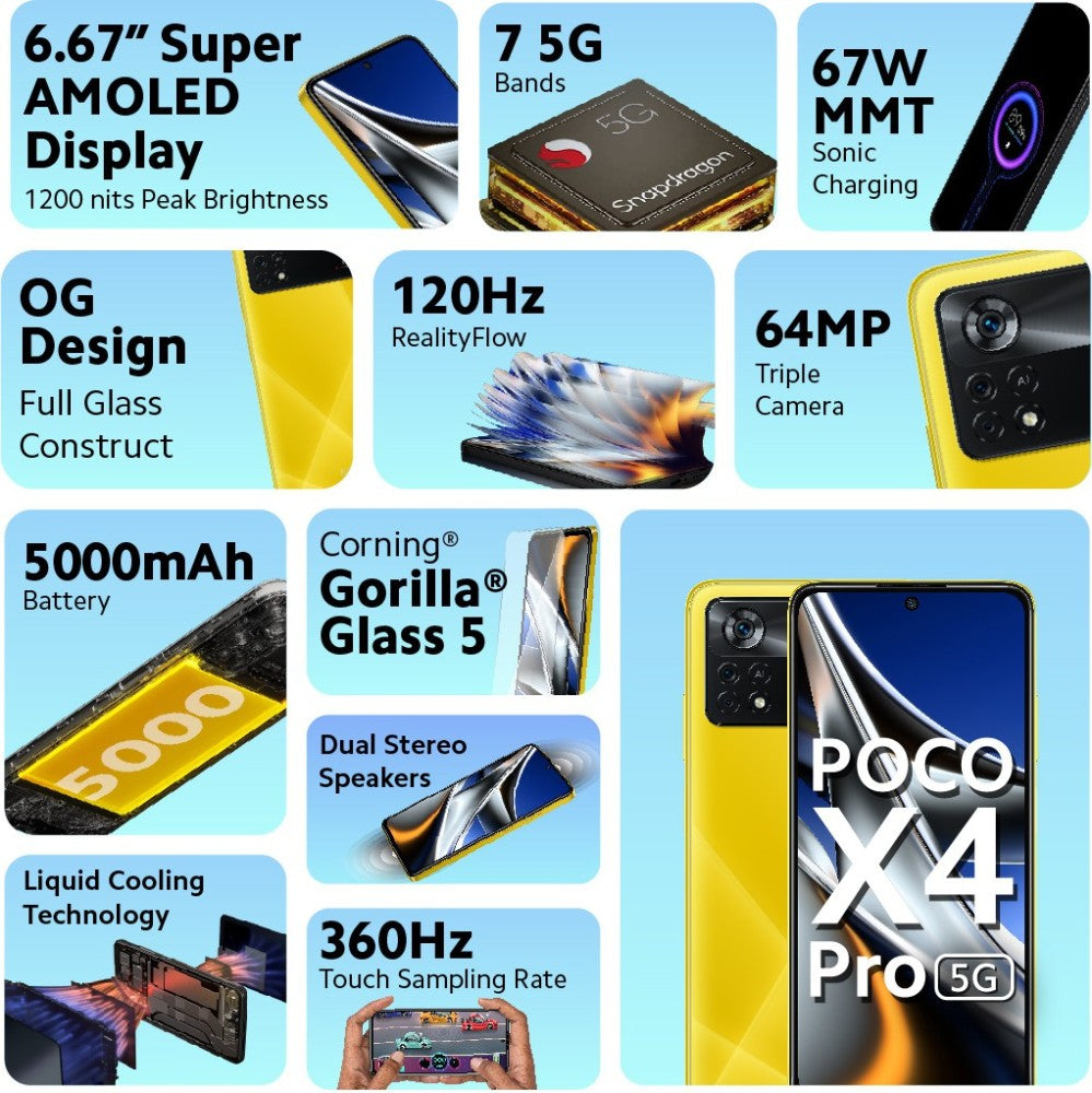 POCO X4 Pro 5G (पीला, 128 जीबी) - 6 जीबी रैम