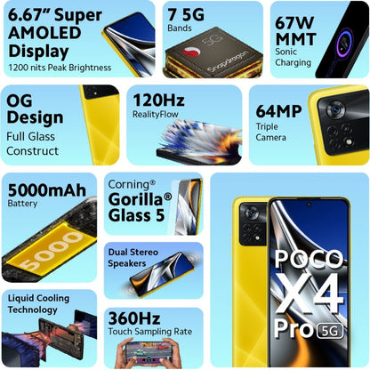 POCO X4 Pro 5G (पीला, 128 जीबी) - 8 जीबी रैम