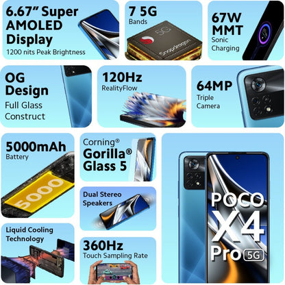 POCO X4 Pro 5G (लेजर ब्लू, 128 जीबी) - 8 जीबी रैम