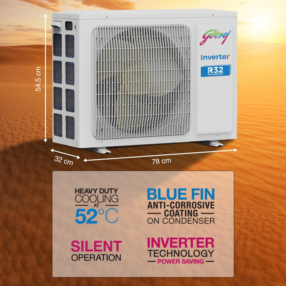 Godrej 1.5 Ton 5 Star Split Inverter Convertible 5-in-1 Cooling With Anti-Virus Protection AC  - White, Gold - GIC 18TTC5-WVA, Copper Condenser