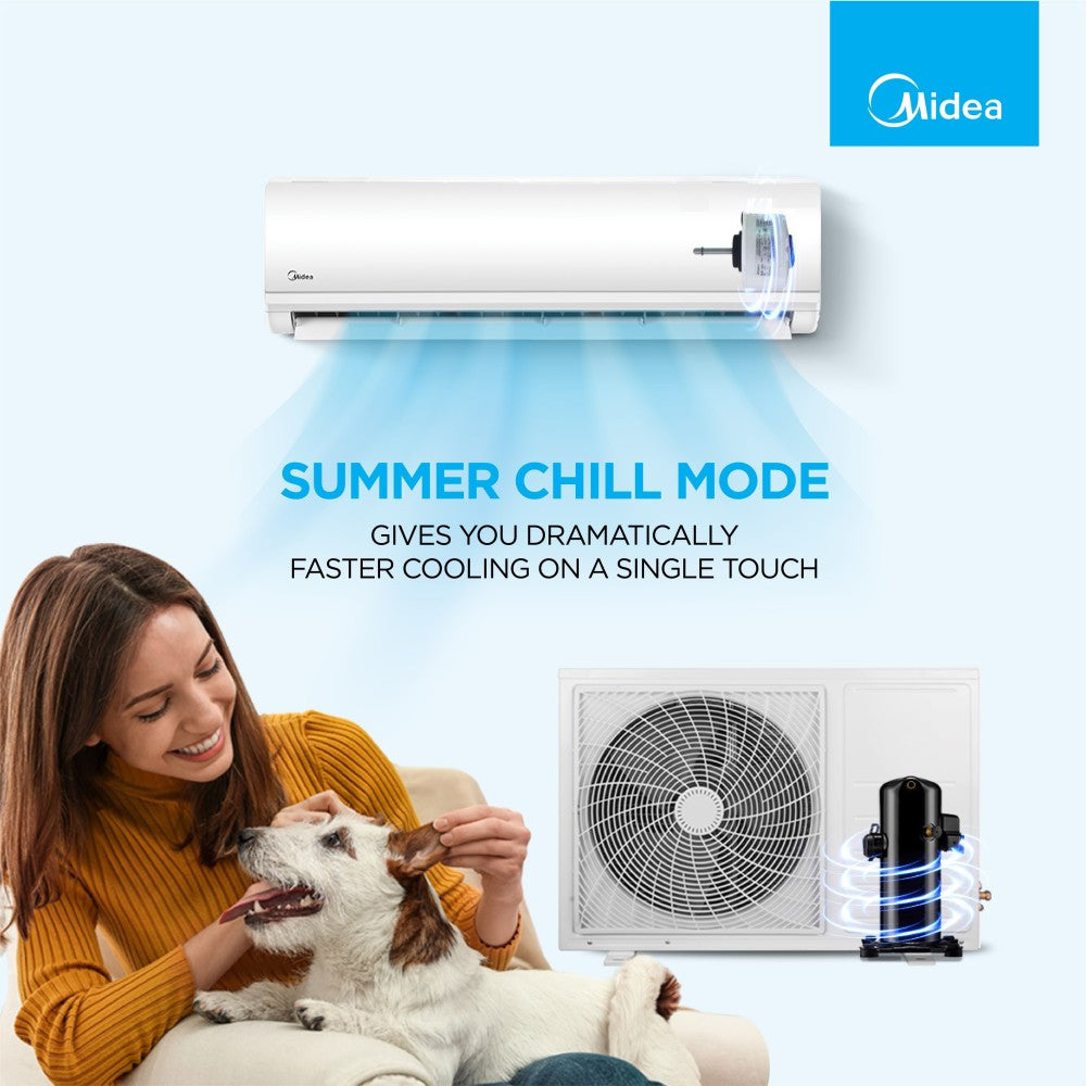 Midea 1 Ton 3 Star Split AC  - White - 12K 3 Star Santis Neo+ CLS R32 Split AC, Copper Condenser