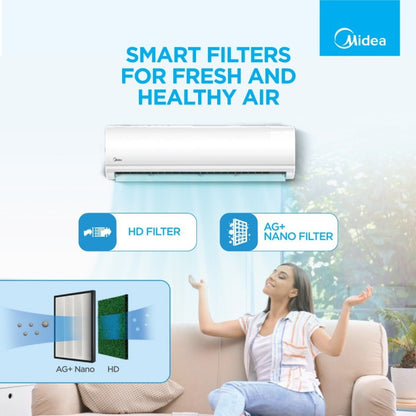 Midea 1 Ton 3 Star Split AC  - White - 12K 3 Star Santis Neo+ CLS R32 Split AC, Copper Condenser