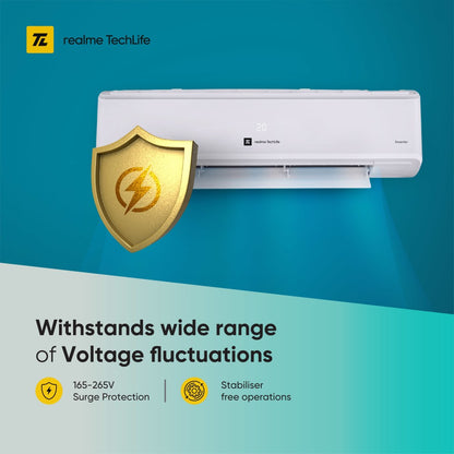 realme TechLife 4-in-1 Convertible 1.5 Ton 5 Star Split Inverter , AC  - White - 155SIAA22WR, Copper Condenser