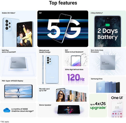 सैमसंग गैलेक्सी A53 (विस्मयकारी नीला, 128 जीबी) - 8 जीबी रैम
