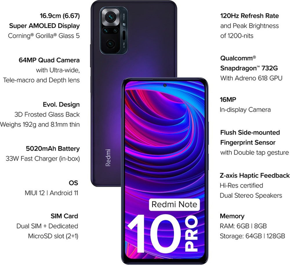 REDMI Note 10 Pro (Dark Nebula, 128 GB) - 6 GB RAM