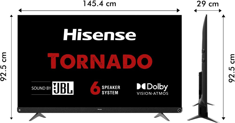 Hisense A73F 164 cm (65 inch) Ultra HD (4K) LED Smart Android TV with 102W JBL 6 Speakers, Dolby Vision and Atmos - 65A73F