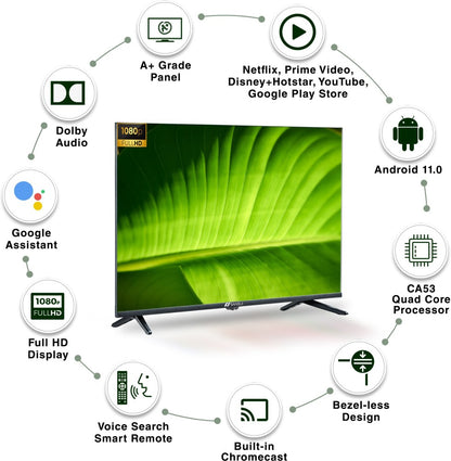 Sansui 102 cm (40 inch) Full HD LED Smart Android TV with Android 11 & Dolby Audio (Midnight Black) - JSW40ASFHD
