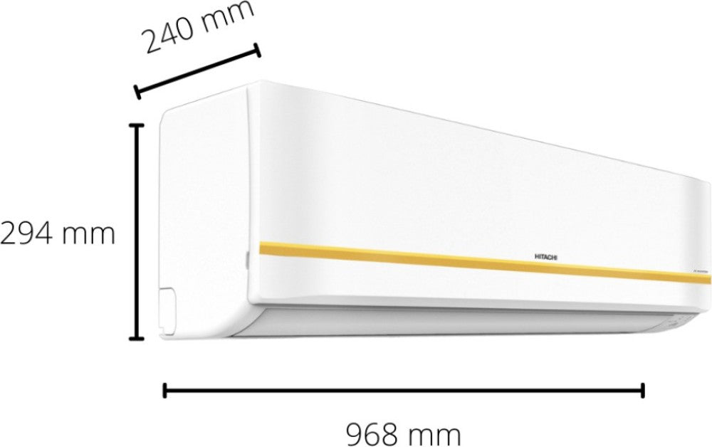 हिताची 1.5 टन 3 स्टार स्प्लिट इन्वर्टर एसी - सफेद, सोना - RSQG318HFEOF/ ESQG318HFEOF/ CSQG318HFEOF/CS318HFEOF, कॉपर कंडेनसर