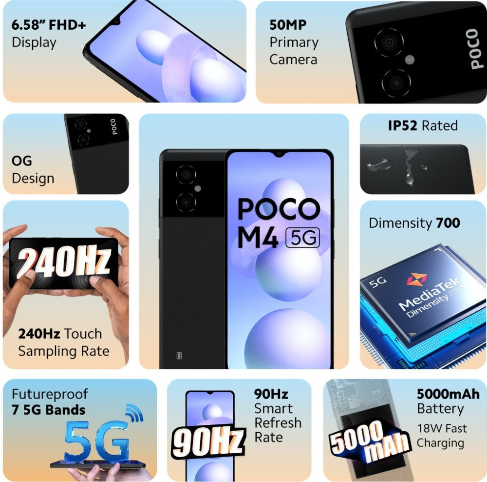 POCO M4 5G (Power Black, 64 GB) - 4 GB RAM