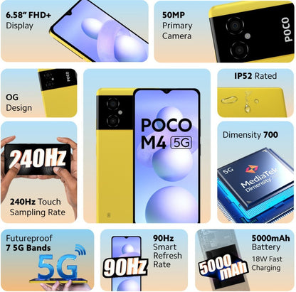 POCO M4 5G (Yellow, 64 GB) - 4 GB RAM