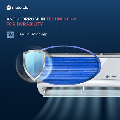 MOTOROLA मल्टी-कन्वर्टिबल 1.5 टन 5 स्टार स्प्लिट इन्वर्टर एसी - इंडोर यूनिट-सिल्वर, आउटडोर यूनिट-व्हाइट - 155SIAA22SM, कॉपर कंडेंसर