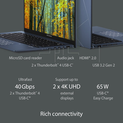 ASUS Zenbook 14 OLED Touch Intel EVO P-Series Core i5 12th Gen - (16 GB/512 GB SSD/Windows 11 Home) UX3402ZA-KN531WS पतला और हल्का लैपटॉप - 14 इंच, पॉंडर ब्लू, 1.39 किलोग्राम, MS ऑफिस के साथ