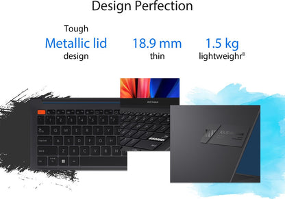 Asus Vivobook S 14 Intel EVO H-सीरीज़ Core i5 12th Gen - (8GB/512GB SSD/Windows 11 Home) S3402ZA-LY522WS पतला और हल्का लैपटॉप - 14 इंच, इंडी ब्लैक, 1.50 Kg