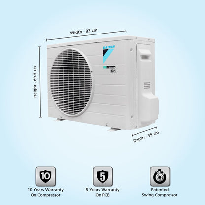 Daikin 1.5 टन 5 स्टार स्प्लिट इन्वर्टर AC PM 2.5 फ़िल्टर के साथ - सफ़ेद - FTKF50UV16T/RKF50UV16T/FTKF50UV16T, कॉपर कंडेंसर