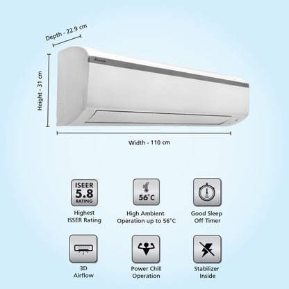 Daikin 1.5 टन 5 स्टार स्प्लिट इन्वर्टर AC PM 2.5 फ़िल्टर के साथ - सफ़ेद - FTKF50UV16T/RKF50UV16T/FTKF50UV16T, कॉपर कंडेंसर