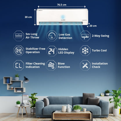 Lloyd 0.8 Ton 3 Star Split Inverter AC  - White - GLS09I3FWSEL, Copper Condenser