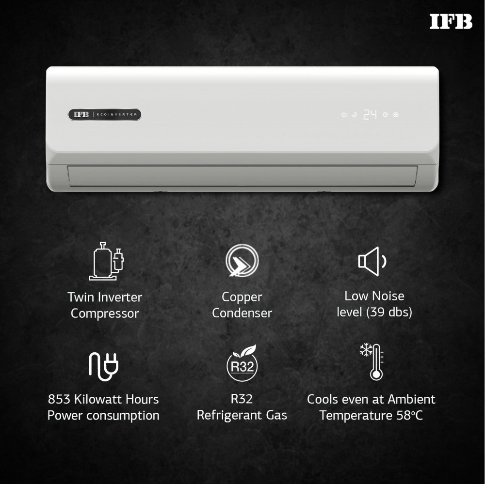 IFB 1.5 Ton 5 Star Split Inverter AC  - White - CI1853F323G2, Copper Condenser