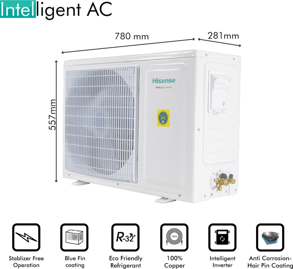 Hisense 4-in-1 Convertible Cooling 2 Ton 3 Star Split Inverter PM 2.5 Filter AC  - White - AS-22TC3RAM0/ASI22TC3RAM0/ASO22TC3RAM0, Copper Condenser