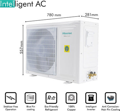 Hisense 4-in-1 Convertible Cooling 2 Ton 3 Star Split Inverter PM 2.5 Filter AC  - White - AS-22TC3RAM0/ASI22TC3RAM0/ASO22TC3RAM0, Copper Condenser