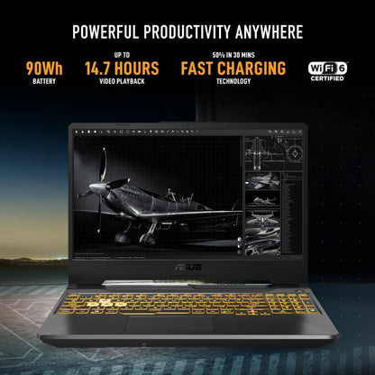 ASUS TUF गेमिंग F15 90WHr बैटरी कोर i5 11वीं पीढ़ी के साथ - (16 जीबी/512 जीबी एसएसडी/विंडोज 11 होम/4 जीबी ग्राफिक्स/NVIDIA GeForce RTX 3050/144 हर्ट्ज) FX506HC-HN362W गेमिंग लैपटॉप - 15.6 इंच, ग्रेफाइट ब्लैक, 2.30 किलोग्राम