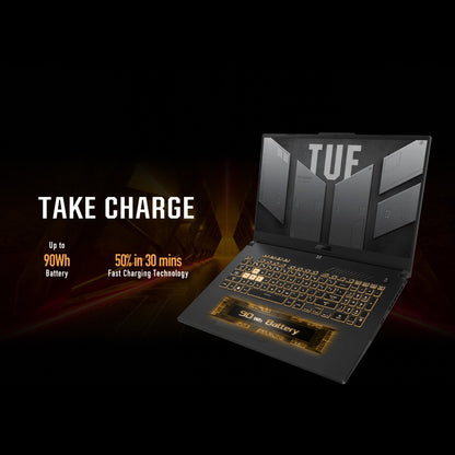 Asus TUF गेमिंग F17 (2022) Core i7 12th Gen - (16GB/1 TB SSD/Windows 11 Home/4GB ग्राफ़िक्स/NVIDIA GeForce RTX 3050 Ti/144 Hz) FX777ZE-HX052WS गेमिंग लैपटॉप - 17.3 इंच, जैगर ग्रे, 2.60 किलो, एमएस ऑफिस के साथ