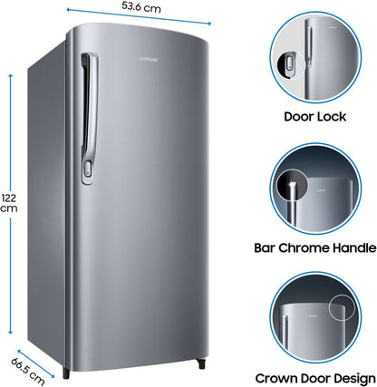 SAMSUNG 192 L Direct Cool Single Door 2 Star Refrigerator - Gray Silver, RR19A241BGS/NL