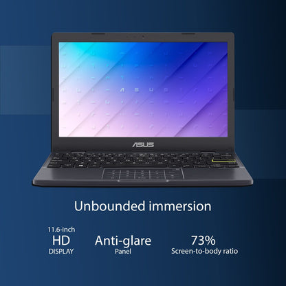 ASUS EeeBook 12 Celeron ड्युअल कोर - (4 GB/64 GB EMMC स्टोरेज/Windows 10 Home) E210MA-GJ011T पतला और हल्का लैपटॉप - 11.6 इंच, मोर नीला, 1.05 Kg