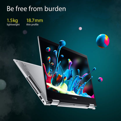 ASUS VivoBook Flip 14 (2021) Touch Panel Core i5 11th Gen - (8 GB/512 GB SSD/Windows 10 Home) TP470EA-EC029TS 2 in 1 Laptop - 14 inch, Transparent Silver, 1.50 kg, With MS Office