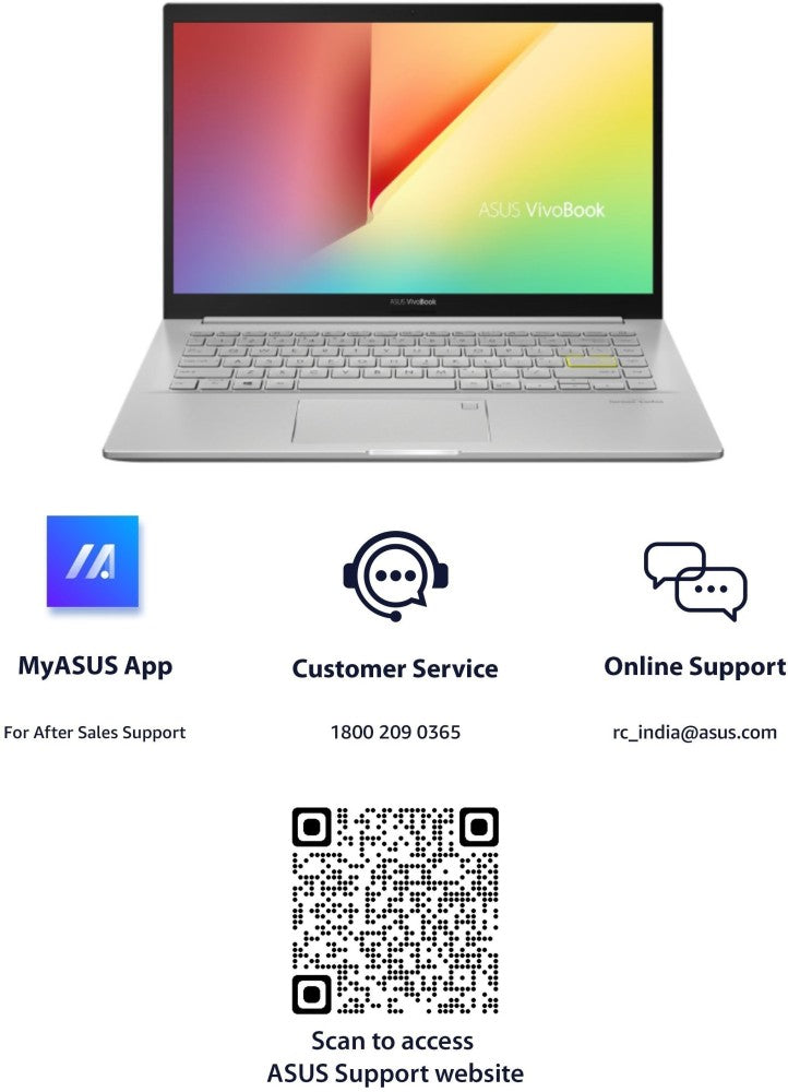 Asus Vivobook Ultra 14 (2022) Core i3 11th Gen - (8GB/512GB SSD/Windows 11 Home) K413EA-EB303WS पतला और हल्का लैपटॉप - 14 इंच, ट्रांसपेरेंट सिल्वर, 1.40 kg, MS Office के साथ