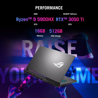 ASUS ROG Strix G15 Ryzen 9 ऑक्टा कोर AMD R9-5900HX - (16 GB/512 GB SSD/Windows 10 Home/4 GB ग्राफ़िक्स/NVIDIA GeForce RTX 3050 Ti/144 Hz) G513QE-HN166TS गेमिंग लैपटॉप - 15.6 इंच, एक्लिप्स ग्रे, 2.10 किग्रा