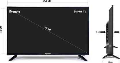 डायनोरा 80 सेमी (32 इंच) एचडी रेडी एलईडी स्मार्ट एंड्रॉइड टीवी शोर में कमी के साथ, एंड्रॉइड 9.0, शक्तिशाली ऑडियो बॉक्स स्पीकर - DY-LD32H0S