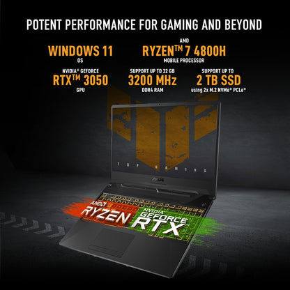 ASUS TUF गेमिंग A17 90Whr बैटरी के साथ Ryzen 7 ऑक्टा कोर AMD R7-4800H - (8 GB/512 GB SSD/Windows 11 Home/4 GB ग्राफ़िक्स/NVIDIA GeForce RTX RTX 3050/144 Hz) FA706ICB-HX061W | FA706IC-HX036W गेमिंग लैपटॉप - 17.3 इंच, ग्रेफाइट ब्लैक, 2.60 किलोग्राम