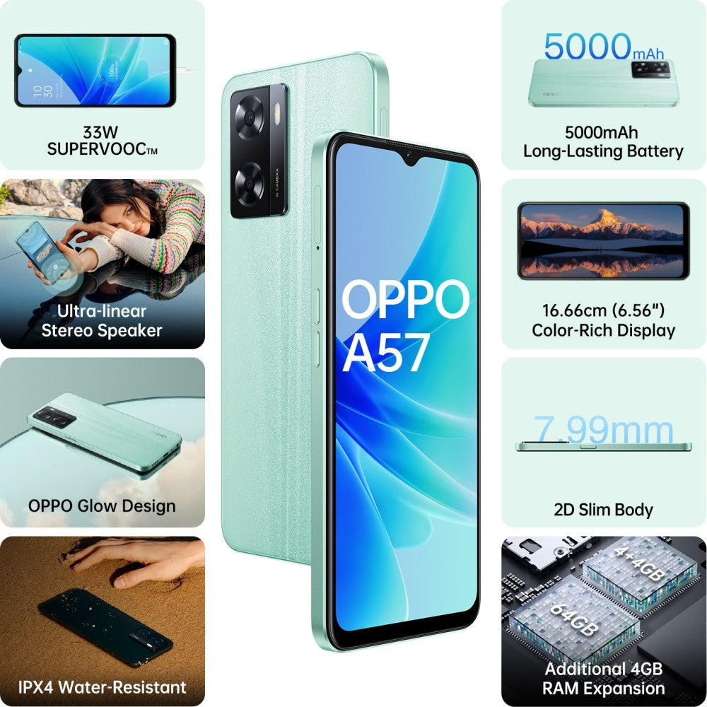 OPPO A57 (Glowing Green, 64 GB) - 4 GB RAM