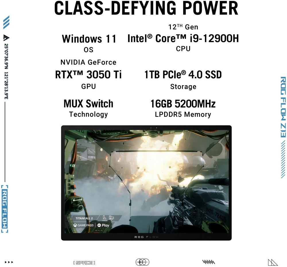 ASUS ROG Flow Z13 (2022) RTX 3080 eGPU Core i9 12th Gen के साथ - (16 GB/1 TB SSD/Windows 11 Home/4 GB ग्राफ़िक्स/NVIDIA GeForce RTX 3050 Ti/60 Hz) GZ301ZE-LC193WS गेमिंग लैपटॉप - 13.4 इंच, काला, 1.18 किलोग्राम, एमएस ऑफिस के साथ