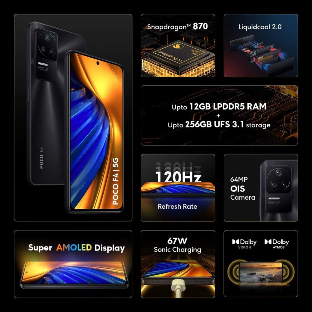 POCO F4 5G (Night Black, 256 GB) - 12 GB RAM