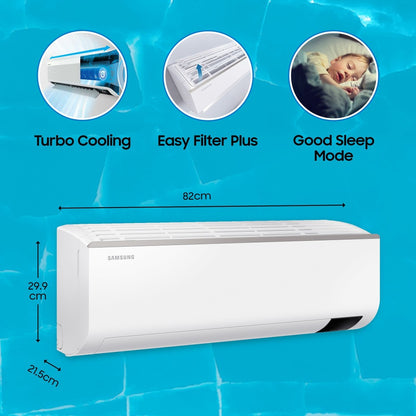 SAMSUNG 1 Ton 4 Star Split Inverter AC  - White - AR12BYMZABE/AR12BYMZABENNA /AR12BYMZABEXNA, Copper Condenser