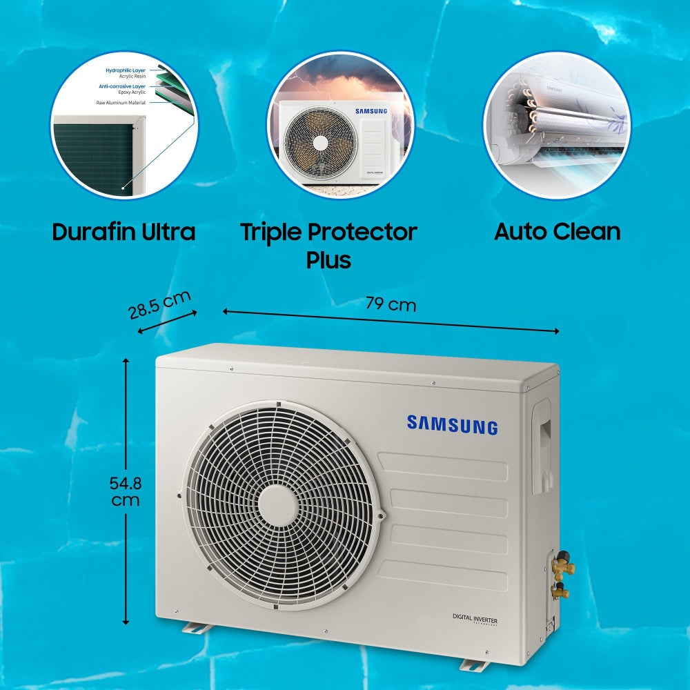 SAMSUNG 1.5 Ton 5 Star Split Inverter AC with Wi-fi Connect  - White - AR18BYNZAWK/AR18BYNZAWKNNA /AR18BYNZAWKXNA, Copper Condenser